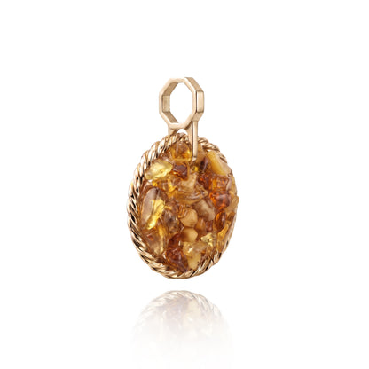 Amulet tensorowy z Bursztynem - Srebro 925 pozłacane