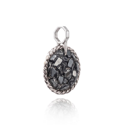 Amulet tensorowy z Hematytem - Srebro 925 pokryte platyną