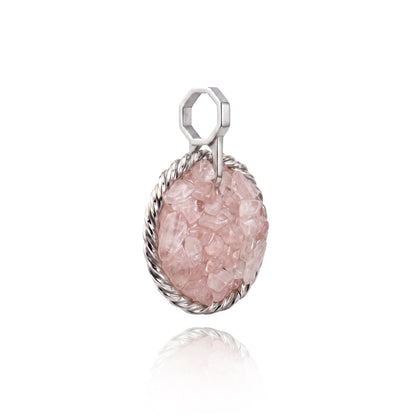 Amulet tensorowy z Kwarcem Różowym - Srebro 925 pokryte platyną