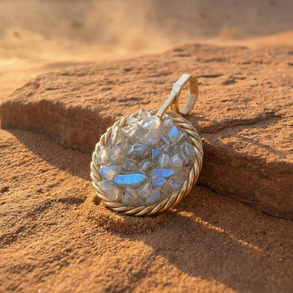 Amulet tensorowy z Labradorytem – Mosiądz pozłacany