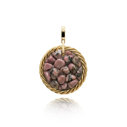 Amulet tensorowy z Rodonitem – Mosiądz pozłacany