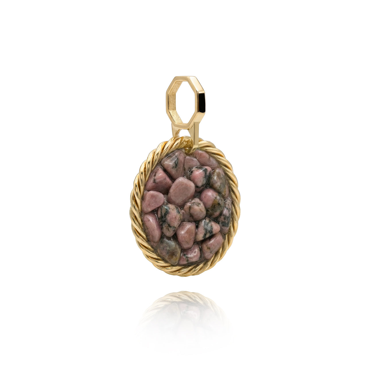 Amulet tensorowy z Rodonitem – Mosiądz pozłacany