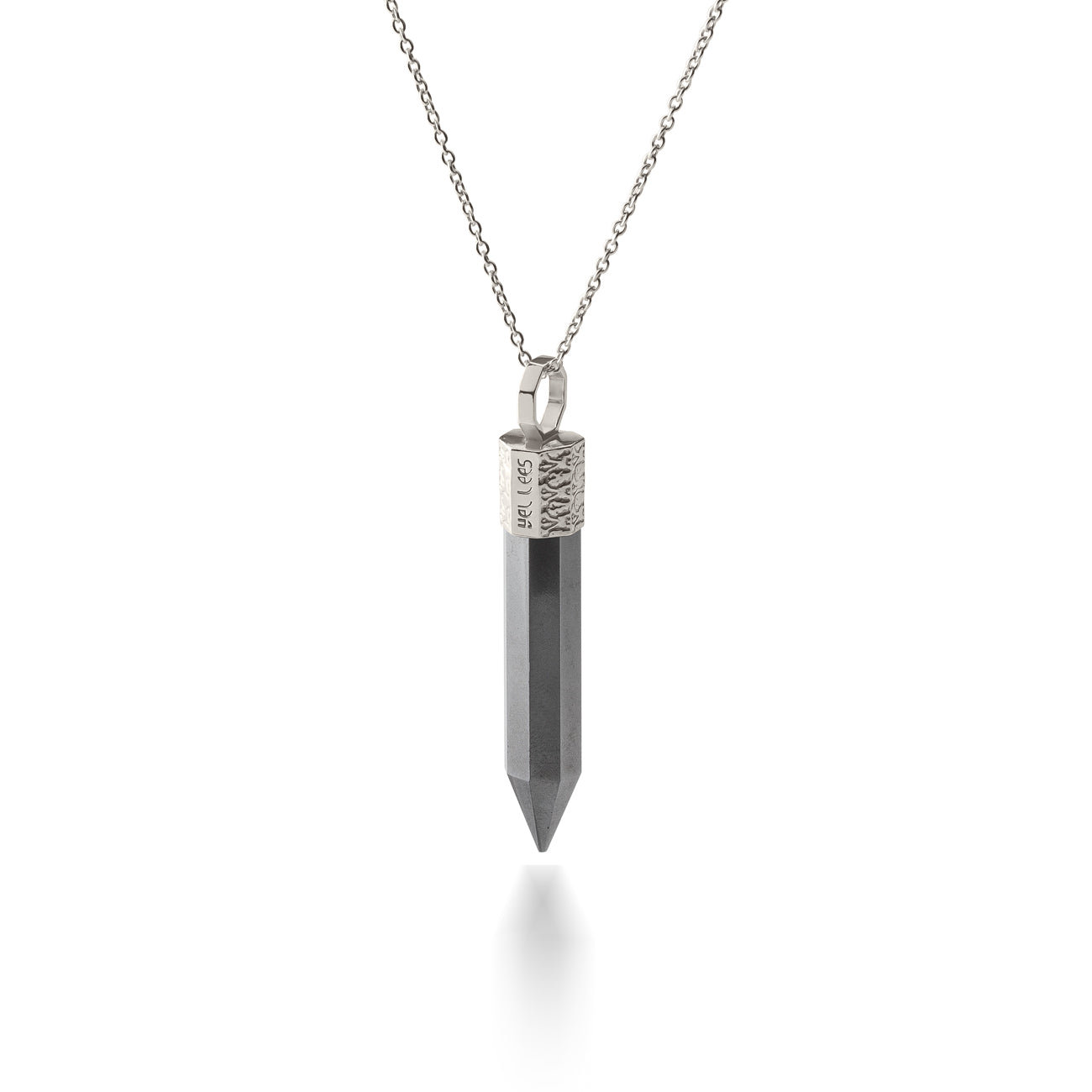 Naszyjnik 44 cm z Hematytem – Srebro 925 pokryte platyną