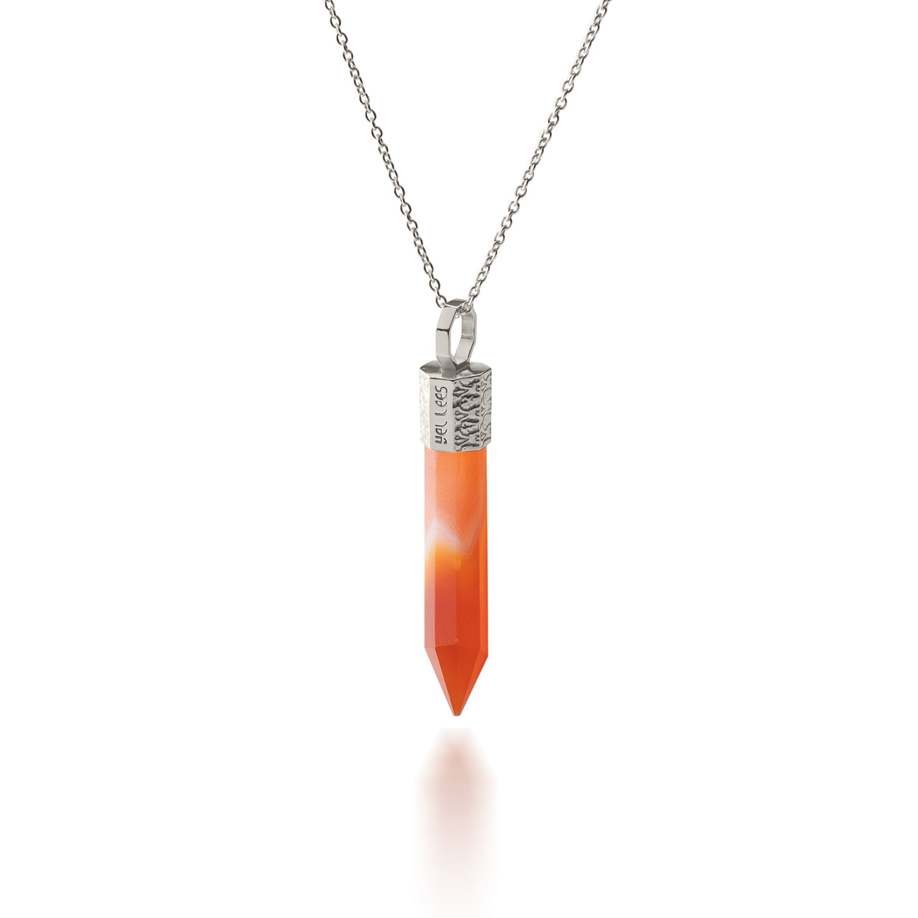 Naszyjnik 44 cm z Karneolem – Srebro 925 pokryte platyną