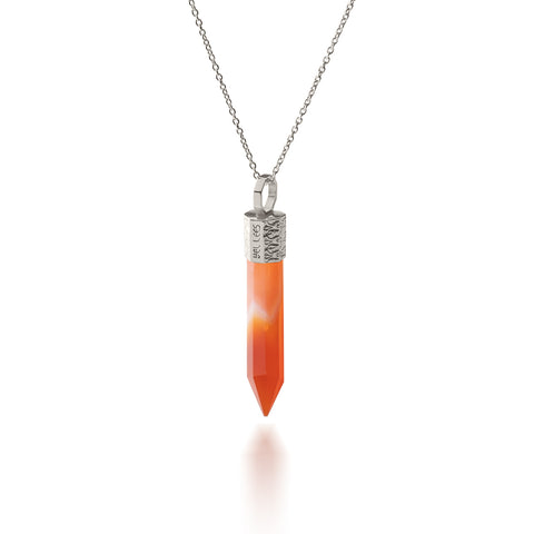 Naszyjnik 44 cm z Karneolem – Srebro 925 pokryte platyną