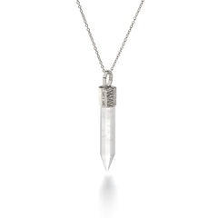 Naszyjnik z Kryształem Górskim – Srebro 925 pokryte platyną