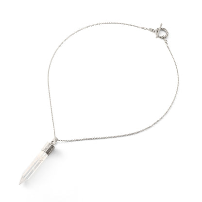 Naszyjnik 44 cm z Kryształem Górskim – Srebro 925 pokryte platyną