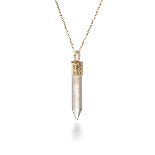 Naszyjnik 44 cm z Kryształem Górskim – Srebro 925 pozłacane