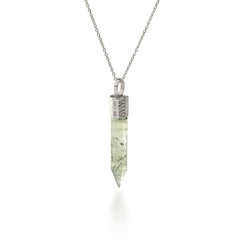 Naszyjnik z Prehnitem – Srebro 925 pokryte platyną