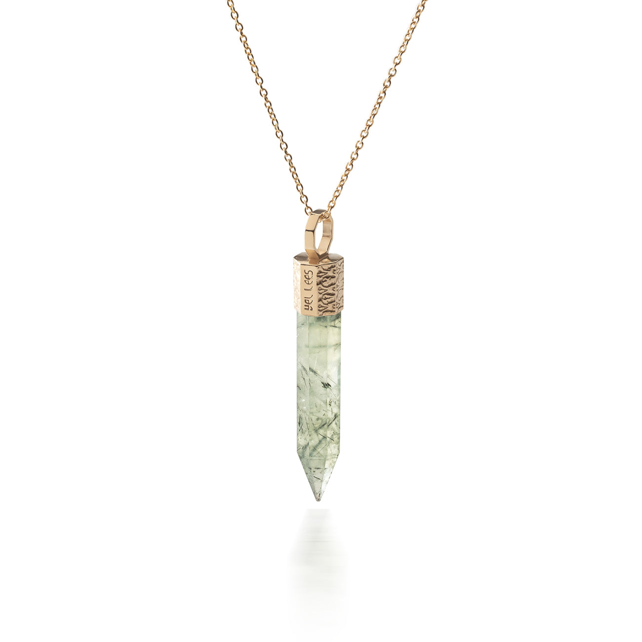 Naszyjnik 44 cm z Prehnitem – Srebro 925 pozłacane