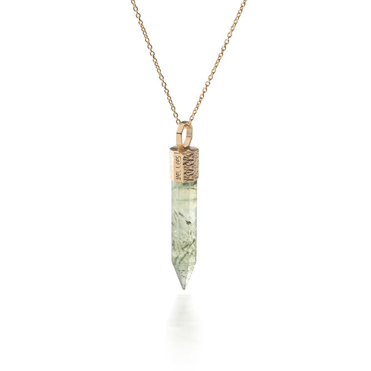 Naszyjnik 44 cm z Prehnitem – Srebro 925 pozłacane