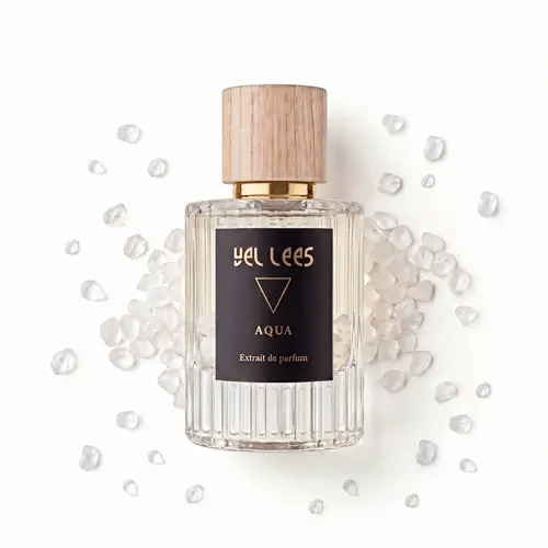 Perfumy VEL LEES Aqua – Kryształ Górski, extrait de parfum 50 ml – minimalistyczny flakon z naturalnym korkiem, świeża morsko-kwiatowa kompozycja o czystym, otulającym charakterze.