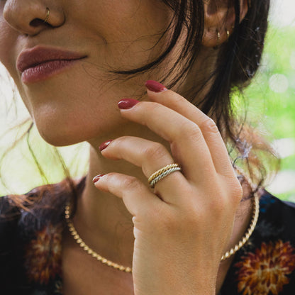 Inel tensor de argint placat cu aur - Amuleta protectoare