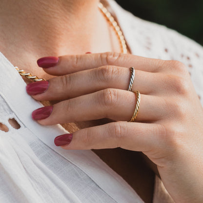 Inel tensor de argint placat cu aur - Amuleta protectoare