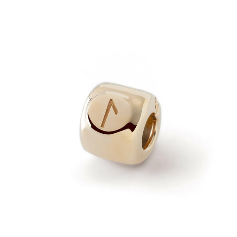 Farmecul cu runa Laguz (ᛚ) placat cu aur - amuleta fluidității și intuiției - alamă