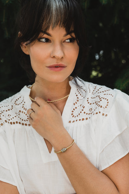 Brățară de tensiune de cupru în aur cu un element de fixare de argint - Lost Kubit (177 MHz)